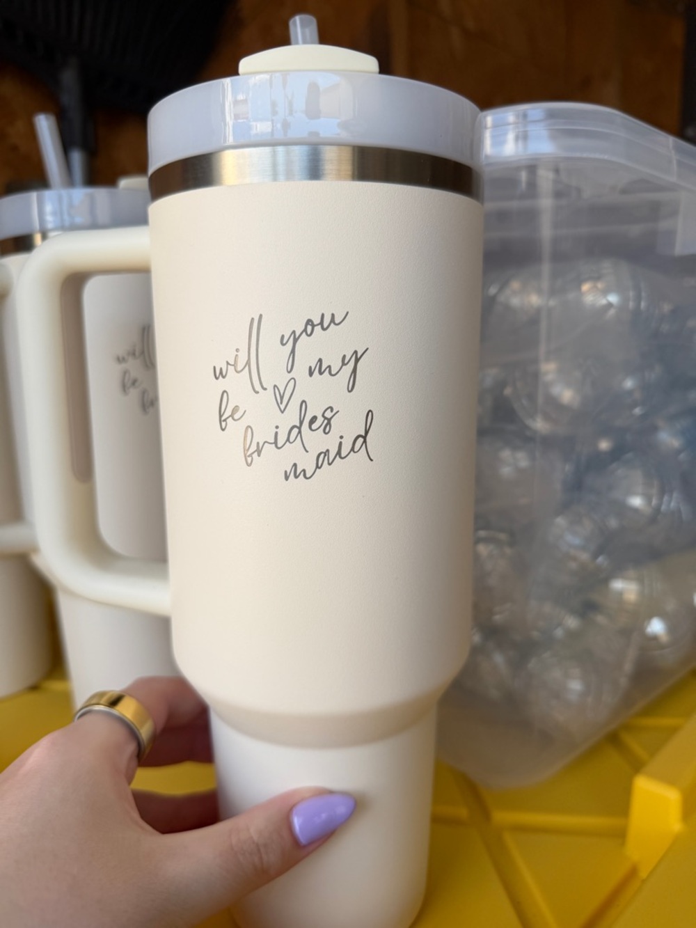 3x Stanley 'Will You Be My Bridesmaid' Cream 40oz Tumbler
